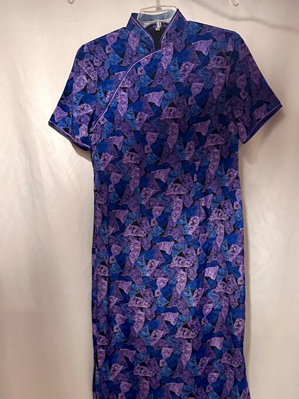 Vintage 80s Purple Asian Dress and Blazer Set Mandarin Collar